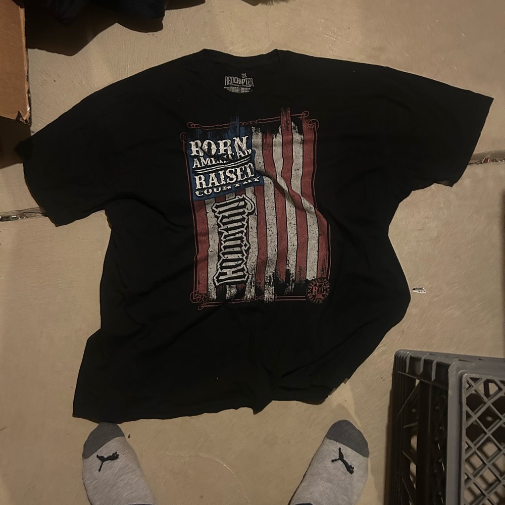 Born American country Chapter Black and Red Graphic Tee